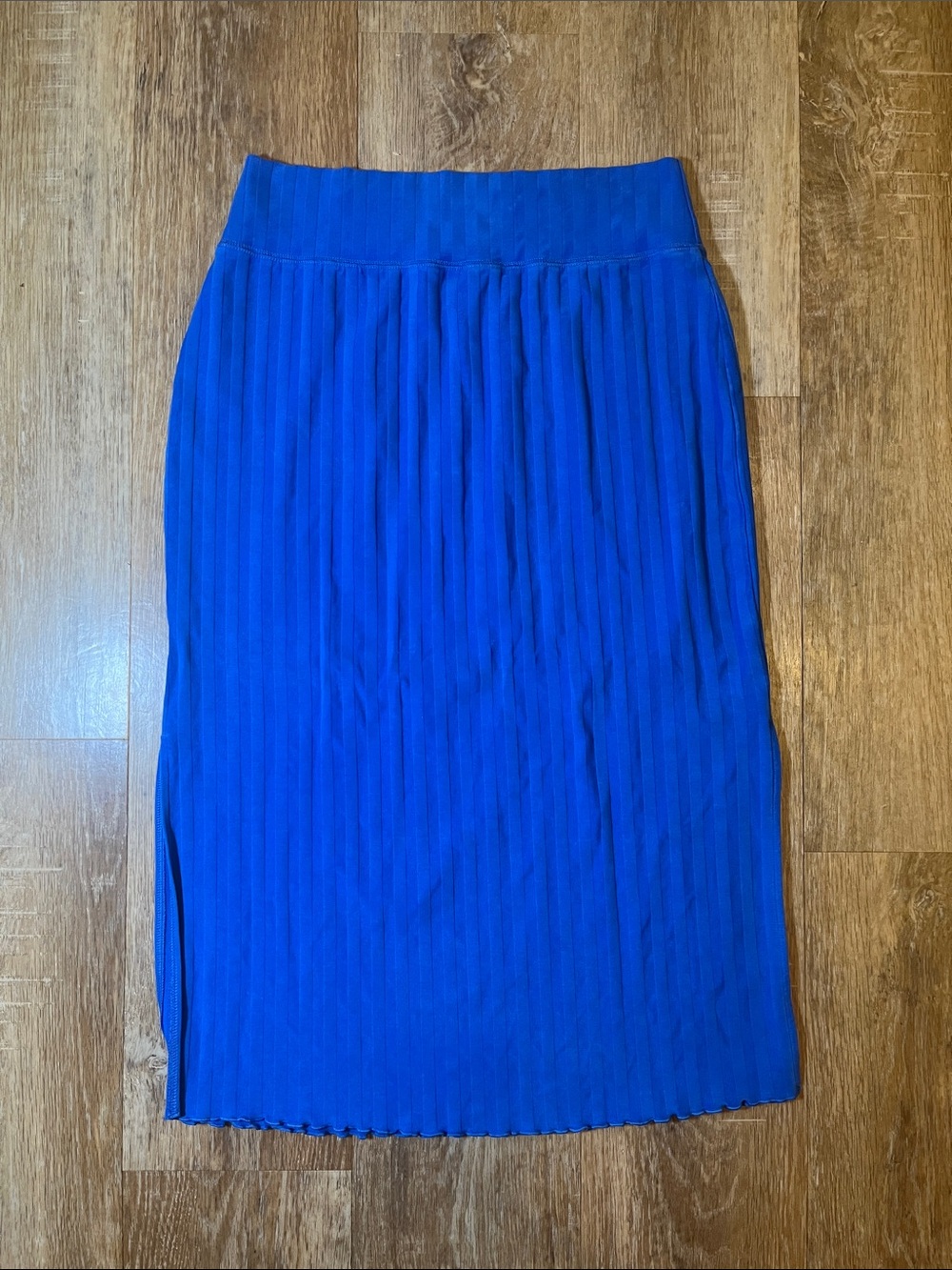 NEW Aerie Offline Blue Midi Skirt Medium M Ribbed Cotton Stretch OG Groove Slit - Picture 6 of 12